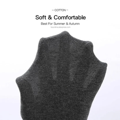HSS Men’s 100% Cotton No Show Socks – Summer Thin Breathable Boat Socks, Black Short Socks Size 39-44 for Students