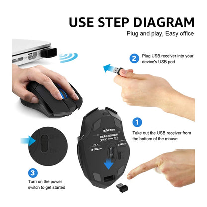 INPHIC Rechargeable Bluetooth Wireless Mouse – 2.4G Silent Office Mouse for PC, Laptop, Tablet & Smartphone