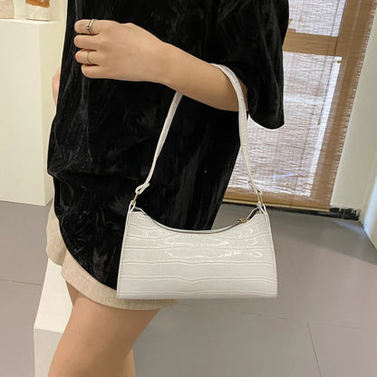 Fashion PU Leather Alligator Pattern Bag for Women – Small Armpit Handbag, Underarm Messenger Purse