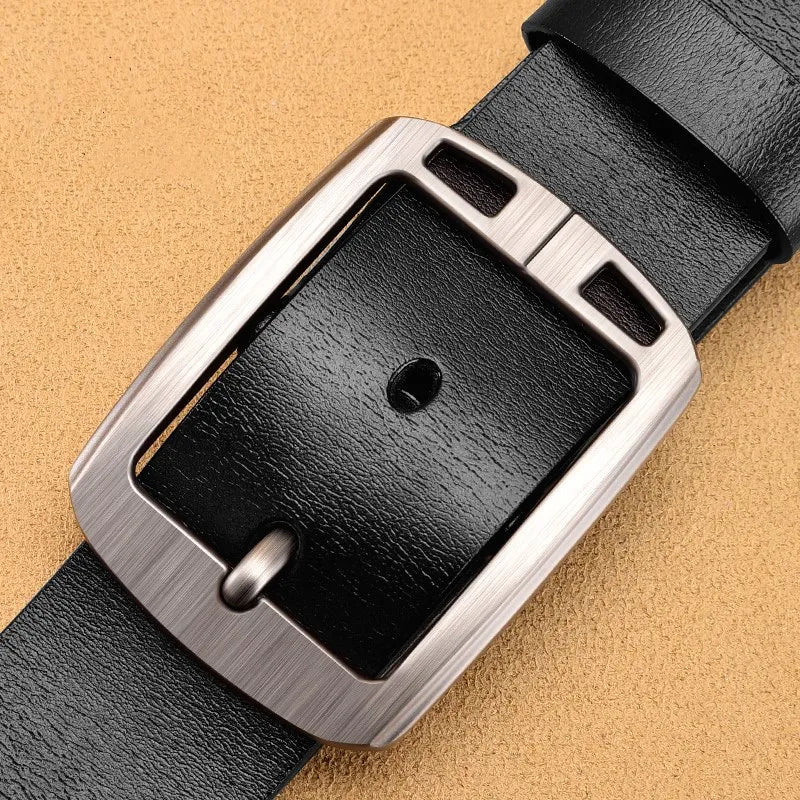 Genuine Leather Men's Belt - High Quality Cowhide Buckle Jeans Belt Casual Business Cowboy Waistband Fashion Accessory