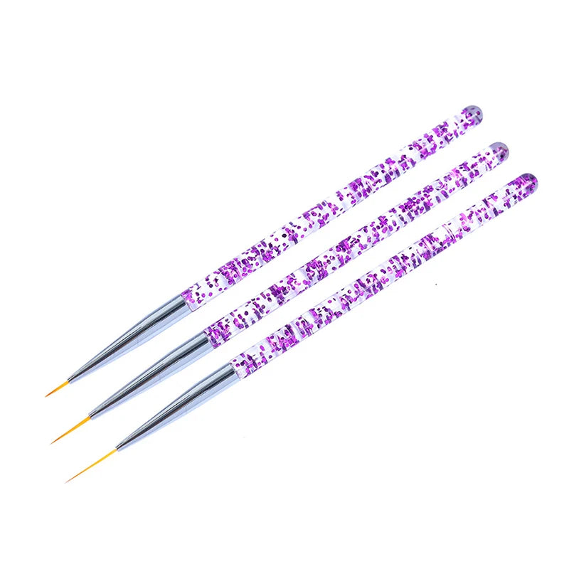 3PCS Acrylic French Nail Art Painting Pens - Slim Line Drawing Brushes for 3D Tips, UV Gel & Manicure Designs