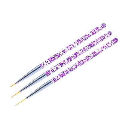 3PCS Acrylic French Nail Art Painting Pens - Slim Line Drawing Brushes for 3D Tips, UV Gel & Manicure Designs