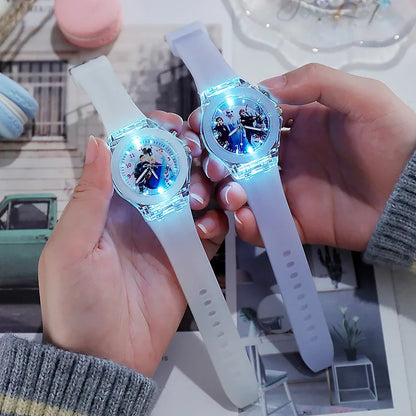 Disney Frozen Princess Kids Watch - Girls' Luminous LED Colorful Wristwatch for Students & Ladies