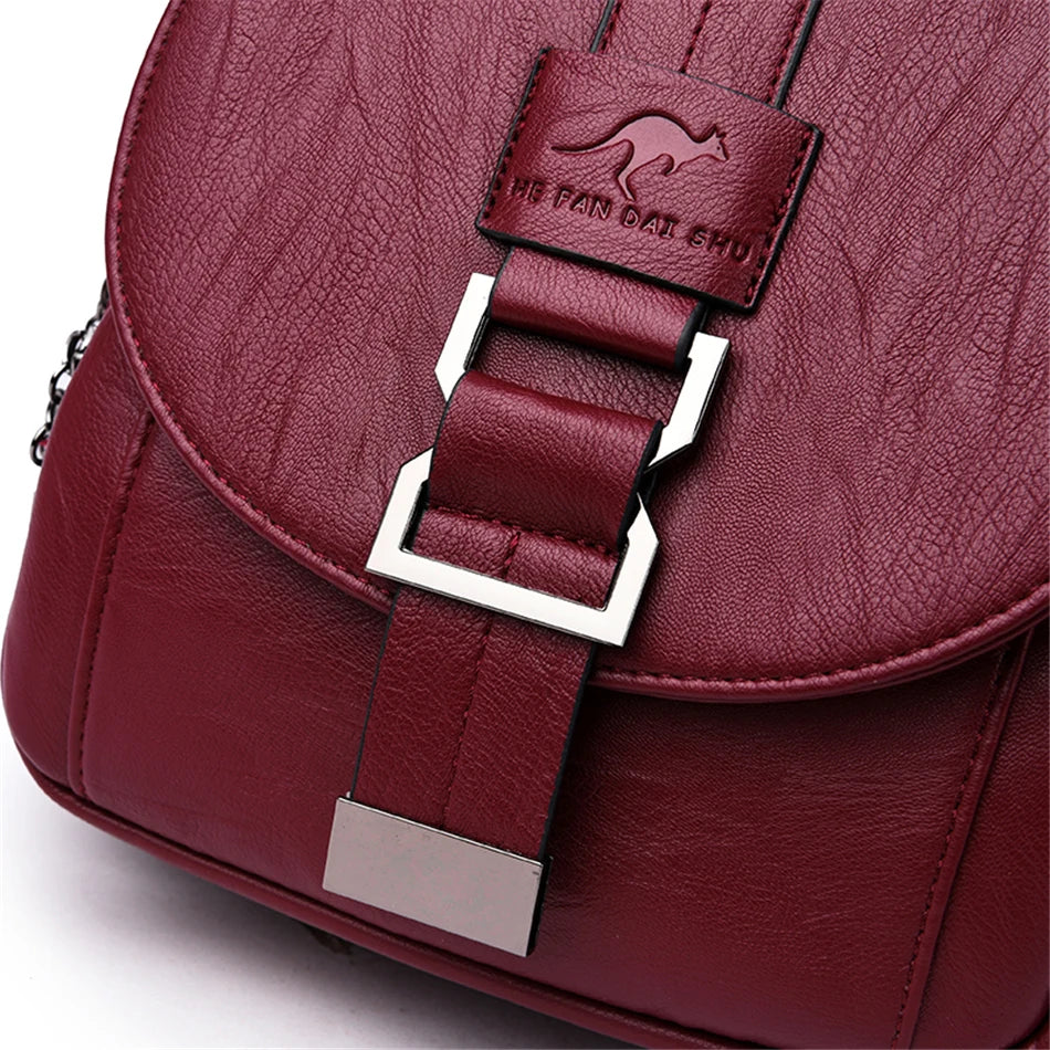 Multifunctional Women's Leather Backpack - Casual Style for Teen Girls, School and Travel Bagpack, Ladies' Chest Bag Sac