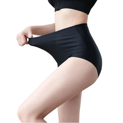 Women's Ice Silk Seamless Panties - High-Waist, Soft Lingerie with Slimming and Hip Lift Features, Breathable Plus Size Briefs
