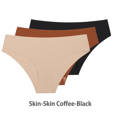 3PCS Seamless Silk Panties for Women – Breathable Low Waist Invisible Briefs, Soft & Sexy Underwear Set