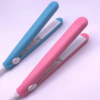 Mini Pink Hair Iron – Electric Curling Iron with Corrugated Plate for Styling and Curls