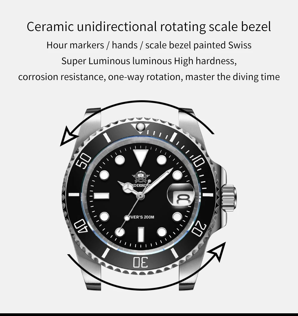 ADDIESDIVE Men's Stainless Steel Quartz Watch — Waterproof Business & Outdoor Sports Timepiece