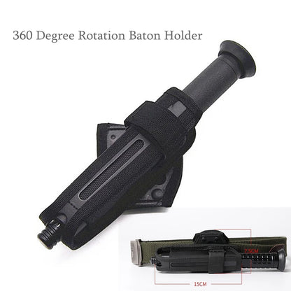 Tactical Nylon Baton Holster - 360 Degree Rotating Molle Pouch Bag for Hunting, Airsoft & Magazine Storage Organizer