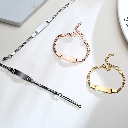 Custom Engraved Mom Bracelet – Personalized Figaro Link Bangle with Names & Birthday Date