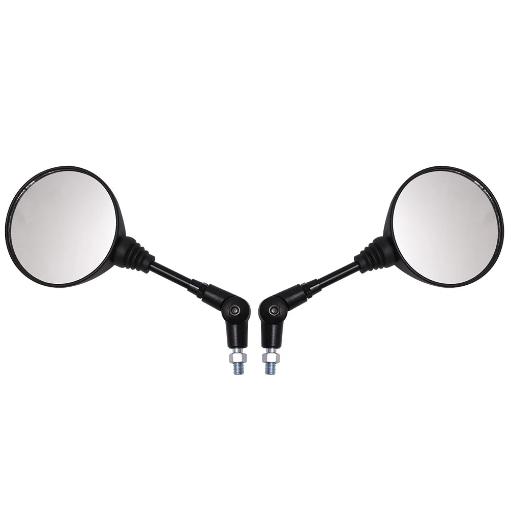 Universal Motorcycle Rearview Mirror 10mm (Black) — Folding Round Anti-Fall Side Mirror