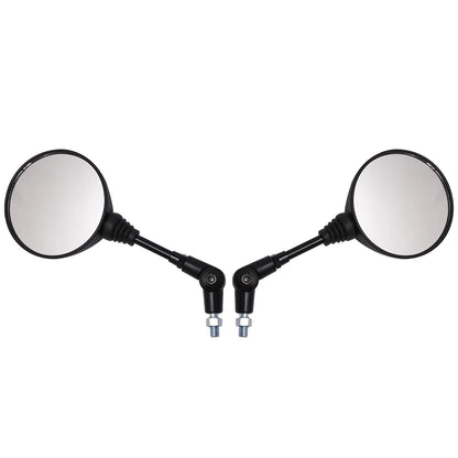 Universal Motorcycle Rearview Mirror 10mm (Black) — Folding Round Anti-Fall Side Mirror
