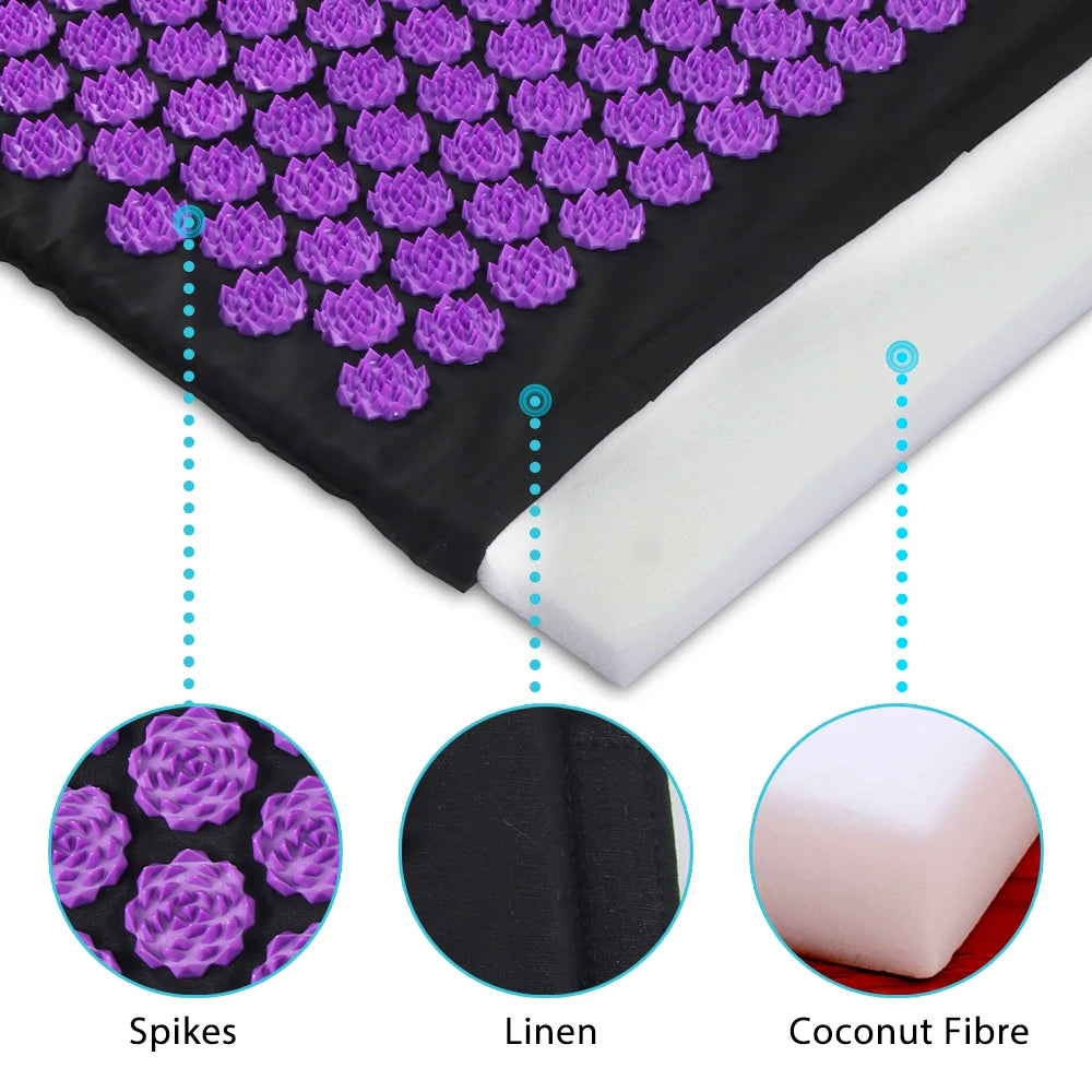 Pranamat Eco Lotus Spike Mat — Acupressure Massage Cushion for Neck, Back & Feet, Kuznetsov Applicator Yoga Therapy