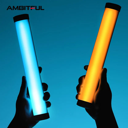 AMBITFUL A2 RGB LED Video Light Stick – 2500K-8500K Adjustable Tube Light with CRI 95+ TLCI 97, App Control, Magnetic Design & Built-in Battery