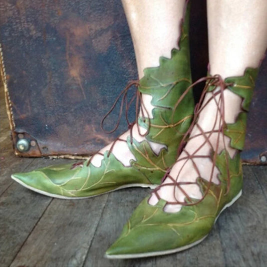 2023 Medieval Gothic Elf Witch Lace-Up Shoes – Retro Cosplay Boots for Women & Men, Carnival and Party Accessories