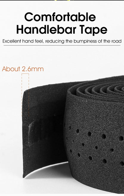 WEST BIKING EVA High Tenacity Handlebar Tape — Shock Absorbing Adhesive Bar Tape with Holes for Road Bikes