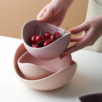 Lotus Ceramic Bowl Set - Flower-Shaped Fruit, Salad & Dinner Plates with Decorative Storage Design