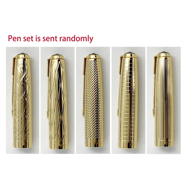 Yong Sheng 601A Wave Fountain Pen – Golden Cap, Fine Nib, Dark Blue Vacumatic, Luxury Gift for Office