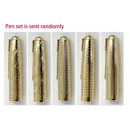 Yong Sheng 601A Wave Fountain Pen – Golden Cap, Fine Nib, Dark Blue Vacumatic, Luxury Gift for Office