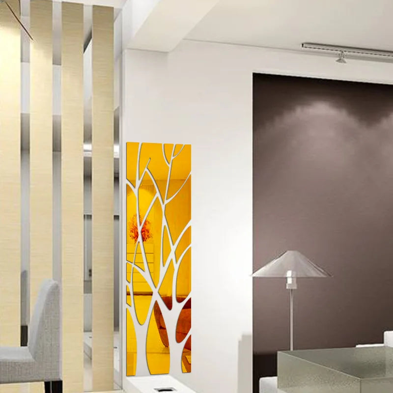 3D Acrylic Mirror Wall Sticker Tree - DIY Art Decal for TV Background, Living Room & Bedroom Home Decor