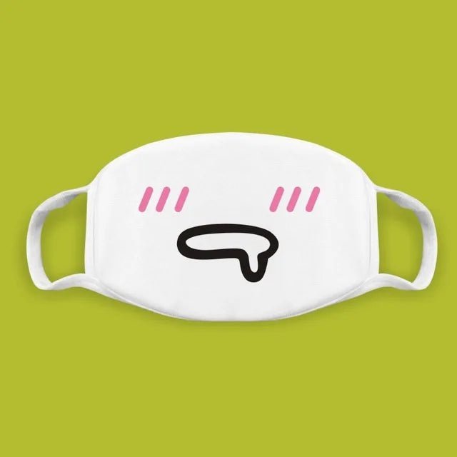 Kawaii Anime Expression Cotton Face Mask – Breathable Smile Mouth Muffle for Unisex Korean Style