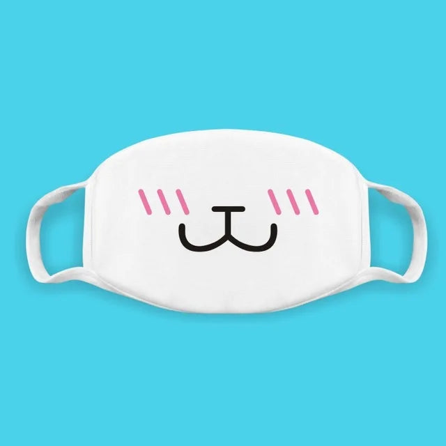 Kawaii Anime Expression Cotton Face Mask – Breathable Smile Mouth Muffle for Unisex Korean Style