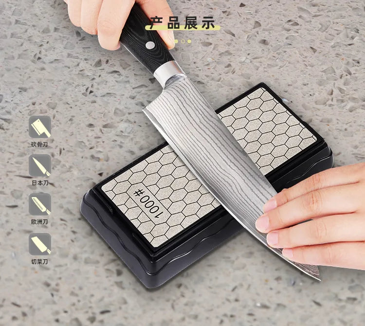 Double-Sided Diamond Sharpening Stone – Knife & Chef Whetstone 400/600/1000/1200 Grit Kitchen Sharpener