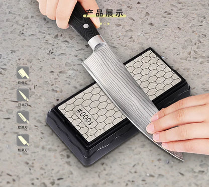 Double-Sided Diamond Sharpening Stone – Knife & Chef Whetstone 400/600/1000/1200 Grit Kitchen Sharpener