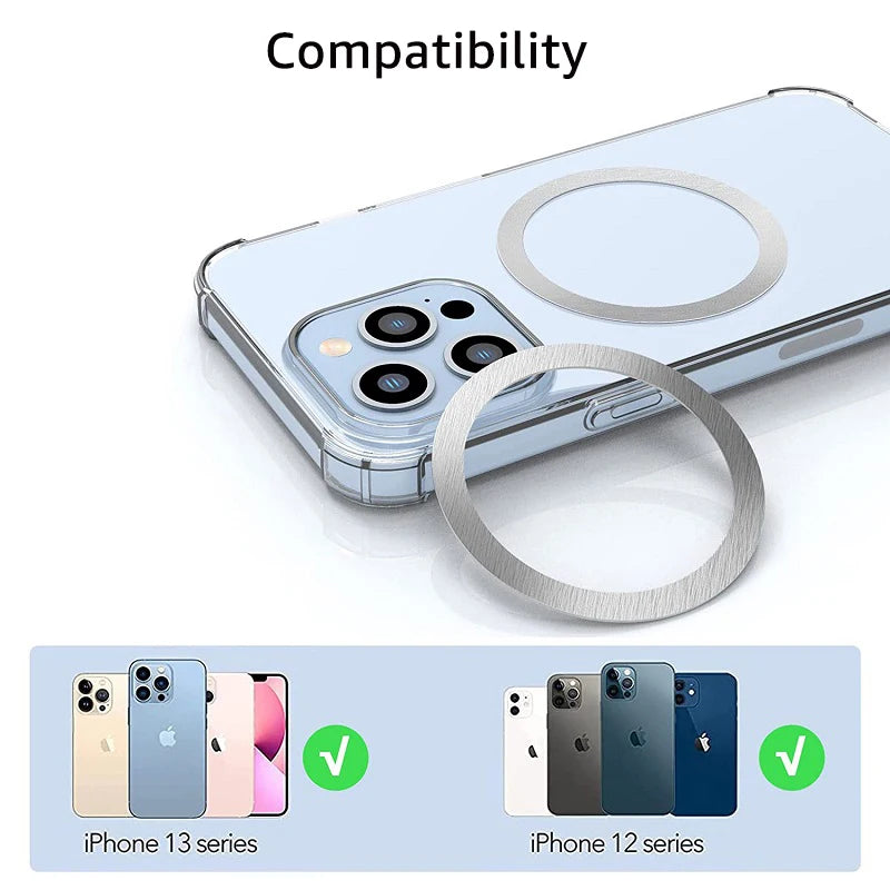 2-Pack MagSafe Magnetic Ring Plate — Universal Metal Sticker for Wireless Charging & Car Mount Holder