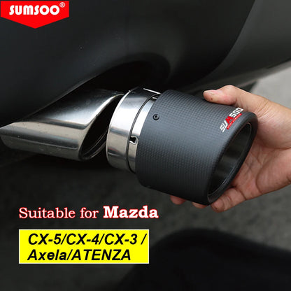 SUMSOO Carbon Fiber Exhaust Tail Tips — Decorative Modified Pipe for Mazda CX-3, CX-4, CX-5, Axela & Atenza