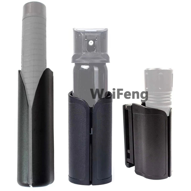 Tactical Polymer Spray Pouch - 360 Degree Rotating Open Top Holster for Flashlight, Baton, Mace & Multi Tool Storage
