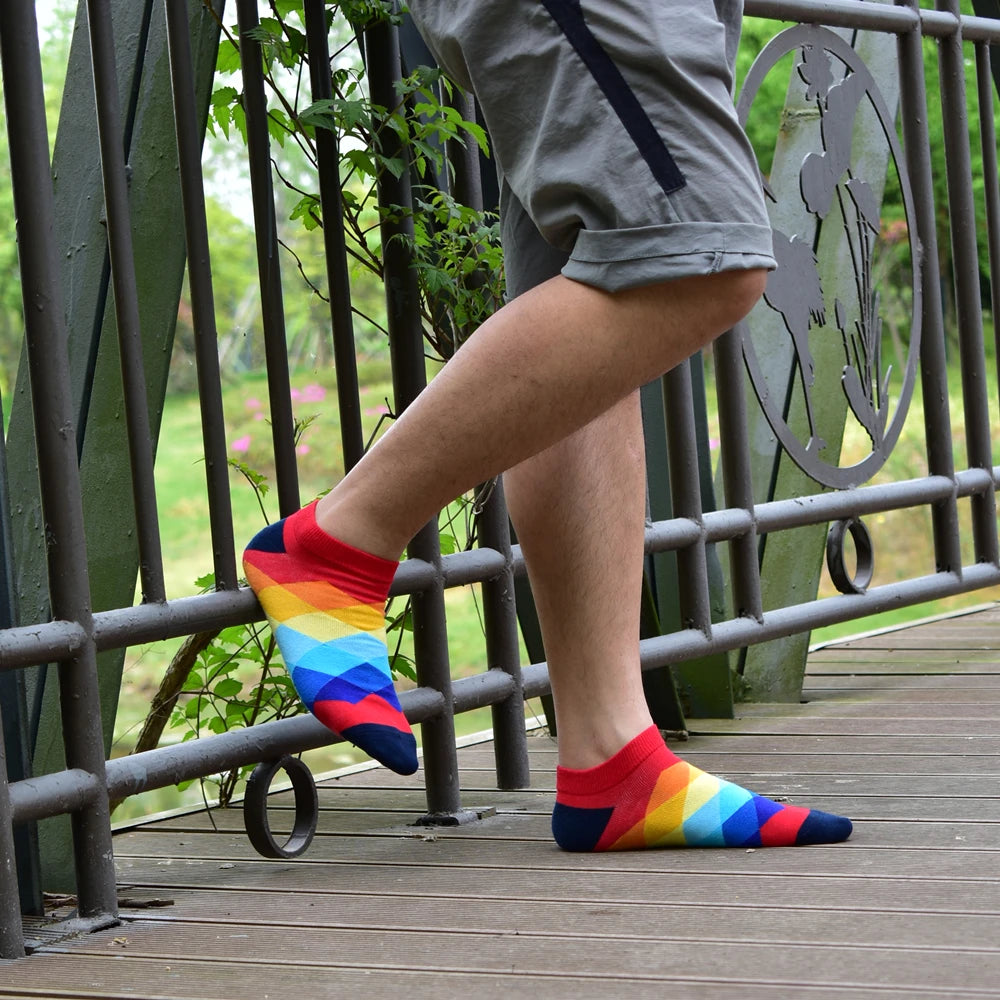 6 Pairs Colorful Novelty Ankle Socks - Harajuku Grid Space Cotton Casual Socks for Men & Women
