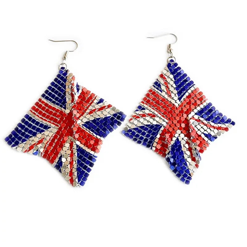 American Flag Drop Earrings - Patriotic 4th of July Independence Day Jewelry for Women