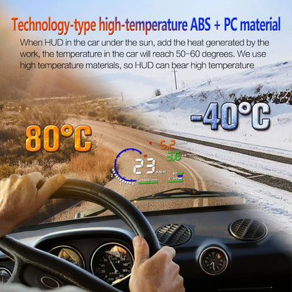ADQ 5.5" OBD2 HUD Car Head-Up Display – Digital Speedometer, Tachometer, Windshield Projector with Speed, Water Temp & RPM Alarm