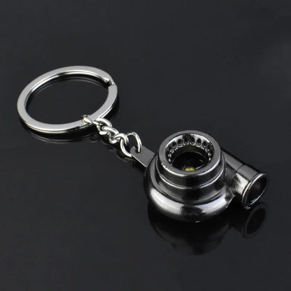 Mini Turbocharger Keychain - Spinning Turbine Keyring for Car Interior Accessories & Key Fob