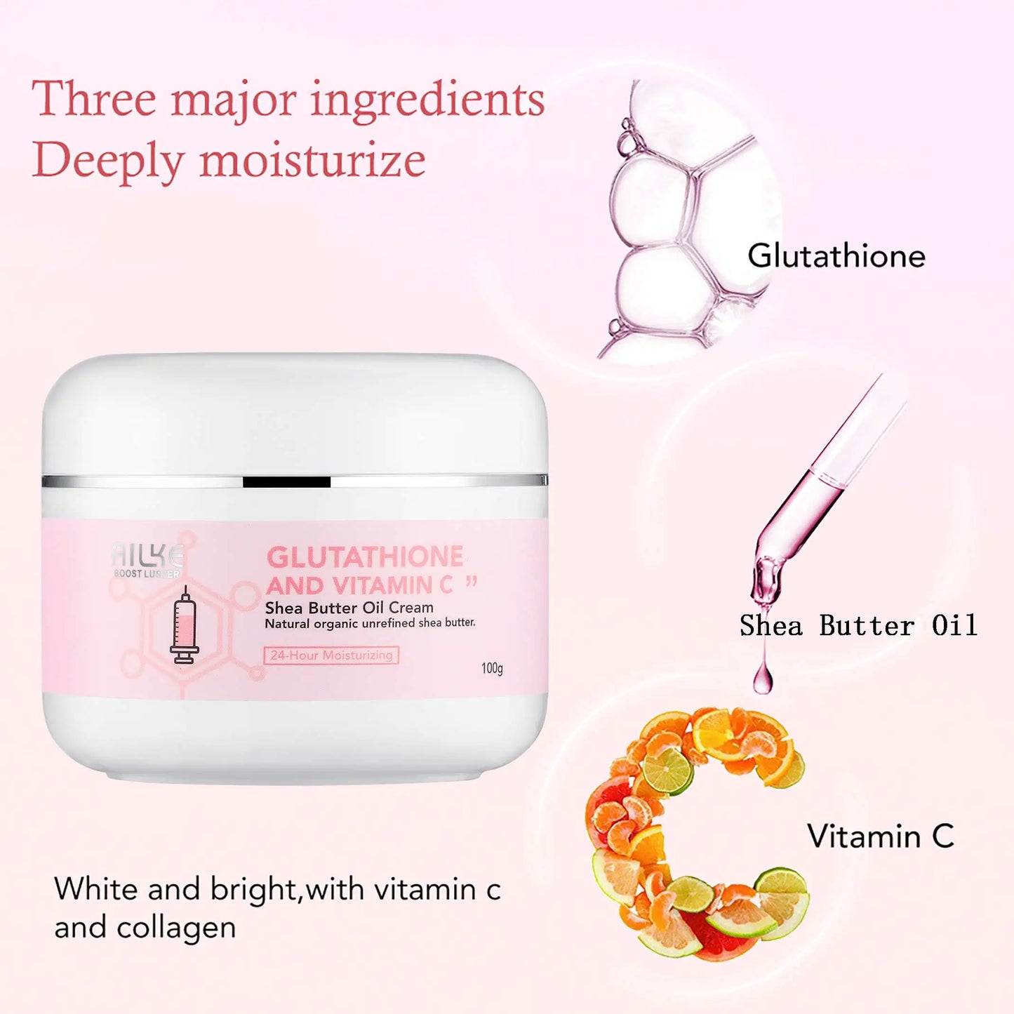 AILKE Face & Body Whitening Cream – Shea Butter Hydrating Moisturizer, Skin Lightening, Repair for Dry Cracked Skin & Deep Nourishing Care