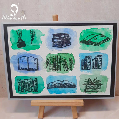 Alinacutle Clear Stamps - Book Library Knowledge DIY Scrapbooking Rubber Silicon Stamps for Card Albums & Paper Crafts