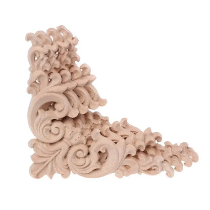 4pcs Wood Carved Corner Applique - Unpainted Furniture Cabinet Frame Decorative Onlay 12x12cm