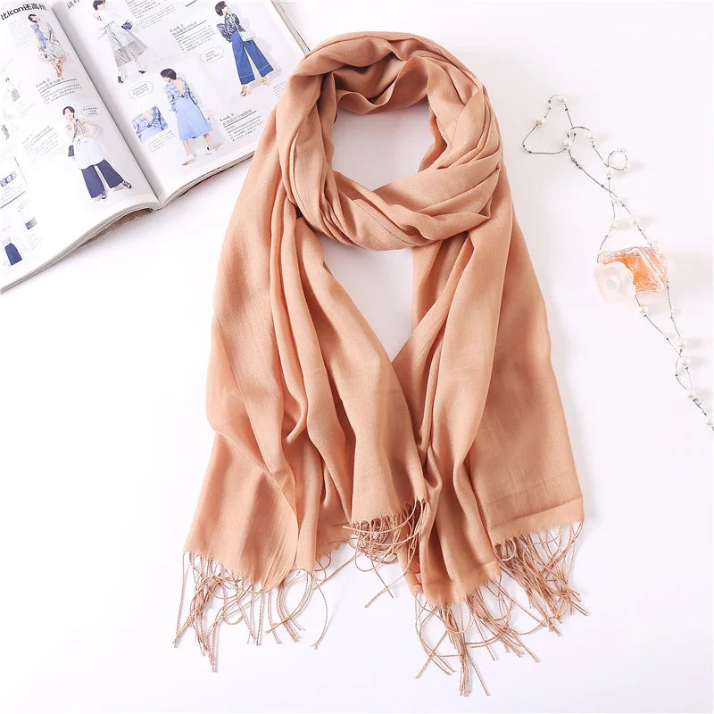 Desgine Solid Cashmere Scarf – Warm Autumn Winter Shawl Wrap with Tassels, Unisex Pashmina for Women and Men 2024