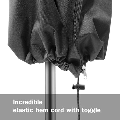 Waterproof 210D Black Patio Umbrella Cover – Durable Outdoor Parasol Protector with Zipper, Fits Market Umbrellas in 6 Sizes