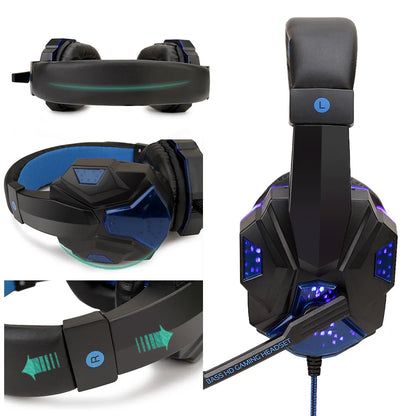 Professional LED Wired Gaming Headphones with Microphone – Stereo Bass PC, PS4, PS5, Xbox Headset for Gamers