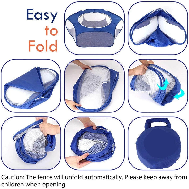 Portable Transparent Small Pet Cage – Foldable Playpen Tent for Hedgehogs, Dogs, Hamsters, Rabbits & Guinea Pigs