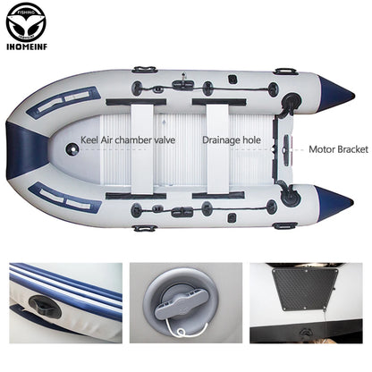 5-6 Person Inflatable Assault Boat – 3.8m PVC Fishing Rowing Boat with Aluminum Floor & Speed Raft Accessories