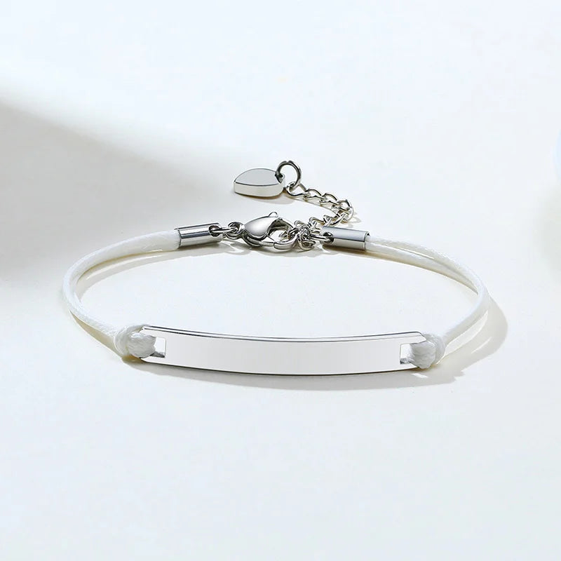 Elegant Personalized ID Bar Bracelet – 5mm Stainless Steel Link Chain for Women with Custom Name or Quote