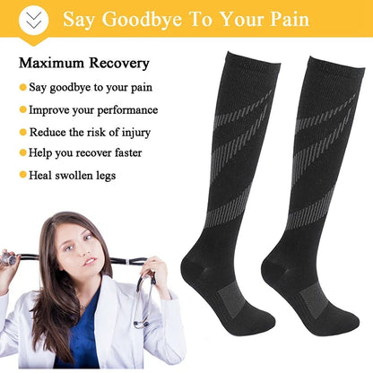 Compression Socks for Varicose Veins, Diabetics, and Sports – Nursing, Cycling, Running, Hiking Gift for Men