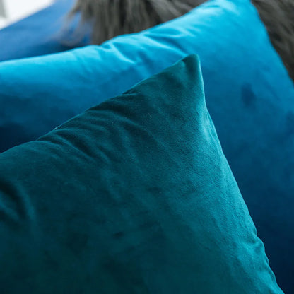 Velvet Pillow Cover 40x40 cm – Decorative Cushion Case for Living Room Sofa, Home Decor in Yellow, Green & Blue