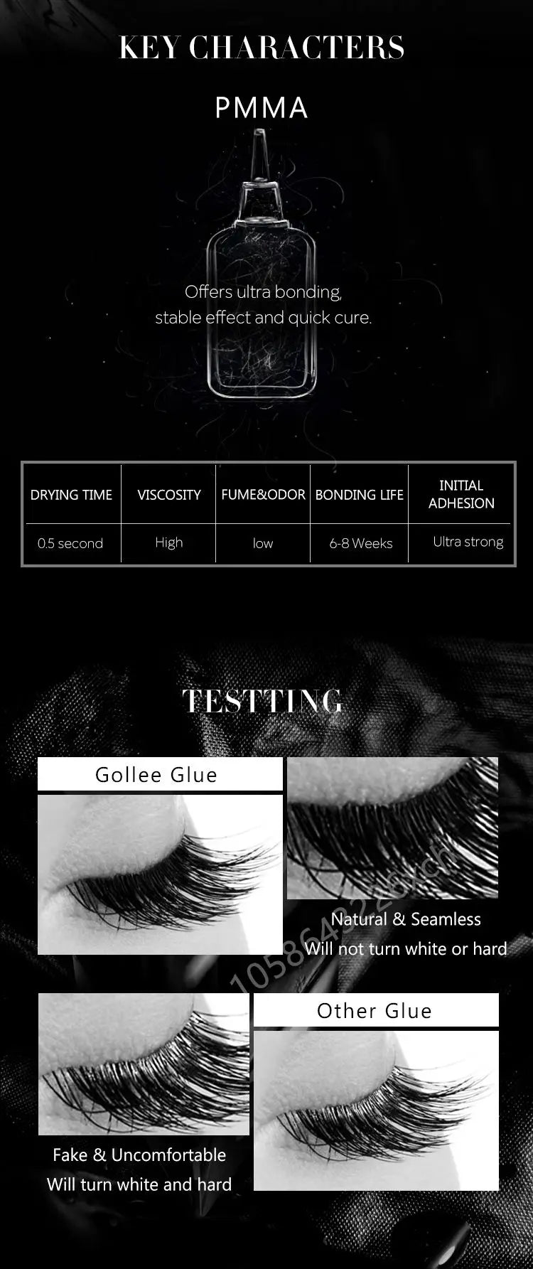 Gollee 0.5s Fast-Drying Eyelash Extension Glue – Waterproof Professional Adhesive for Salon Lashes