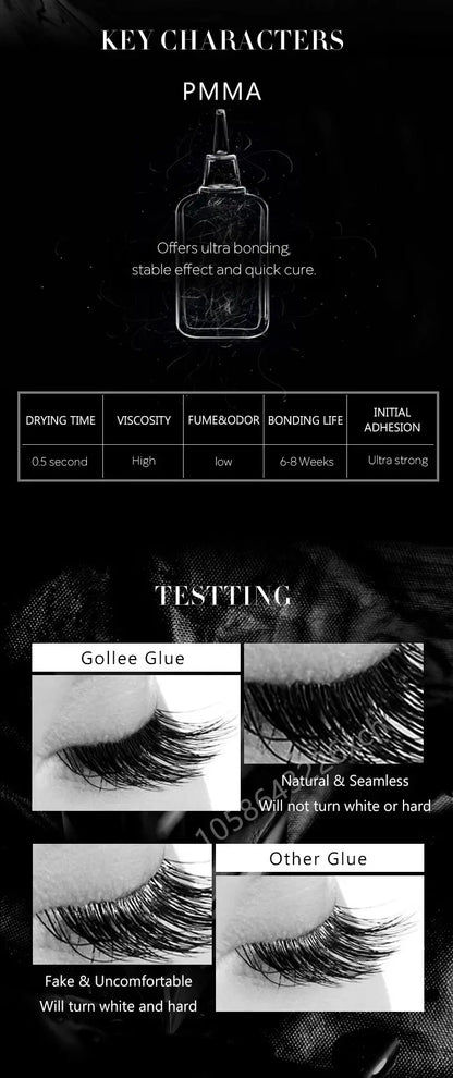 Gollee 0.5s Fast-Drying Eyelash Extension Glue – Waterproof Professional Adhesive for Salon Lashes