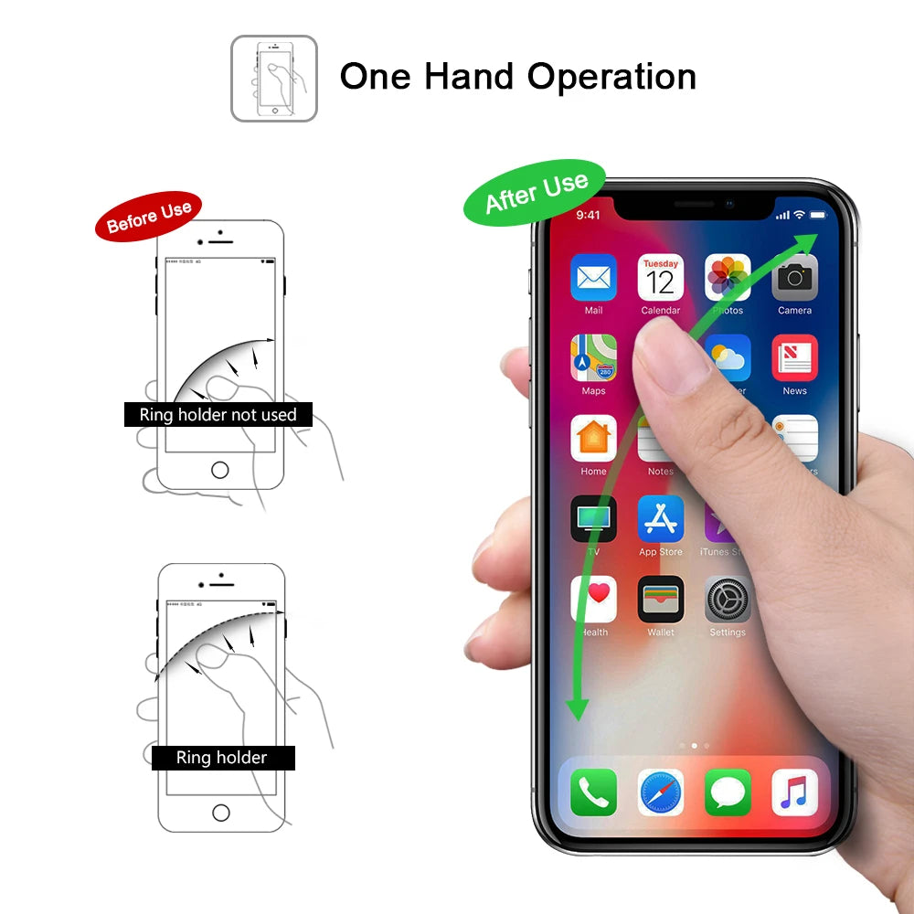 Oatsbasf Bat Finger Ring Phone Holder – 360° Rotating Metal Desktop Mobile Stand for iPhone, Xiaomi & All Smartphones Grip Mount Stand