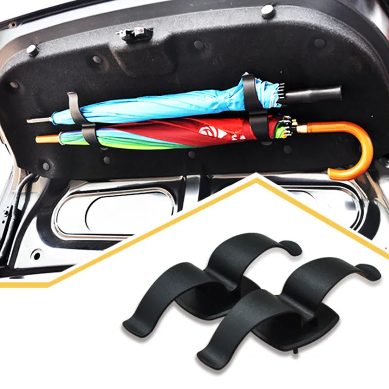 Car Trunk Umbrella Holder Organizer - Rear Mounting Bracket Towel Hook for Internal Storage, Hanging Hooks